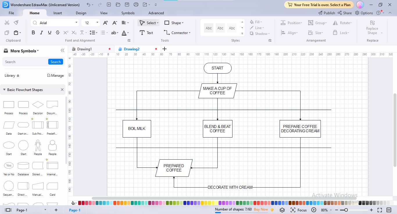 edrawmax organigramme processus parallèle achèvement