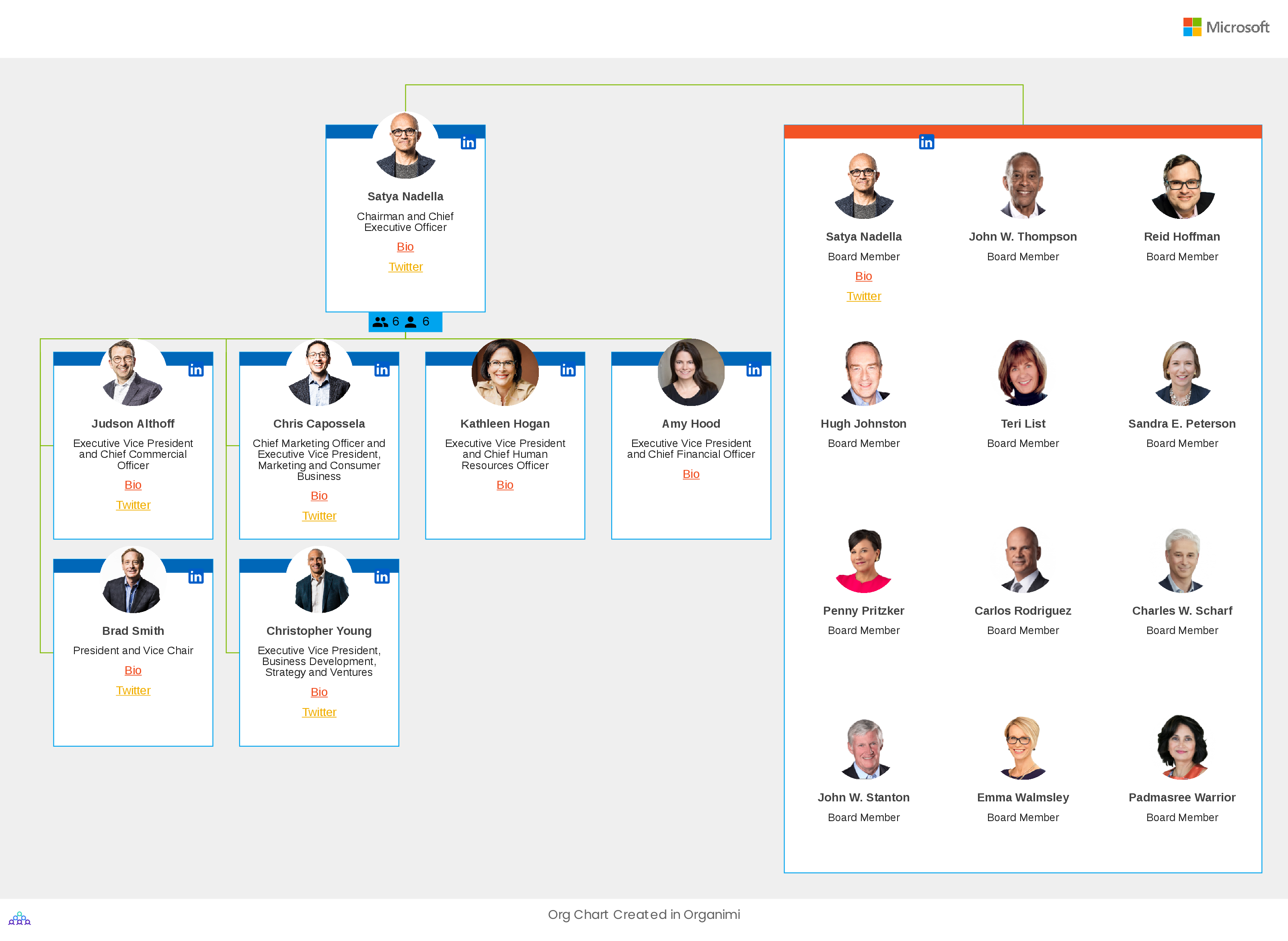 l'organigramme de microsoft et ses caractéristiques