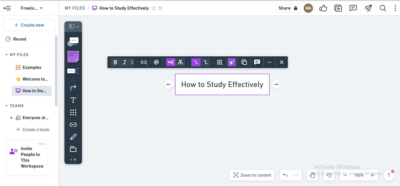 whimsical add mindmap