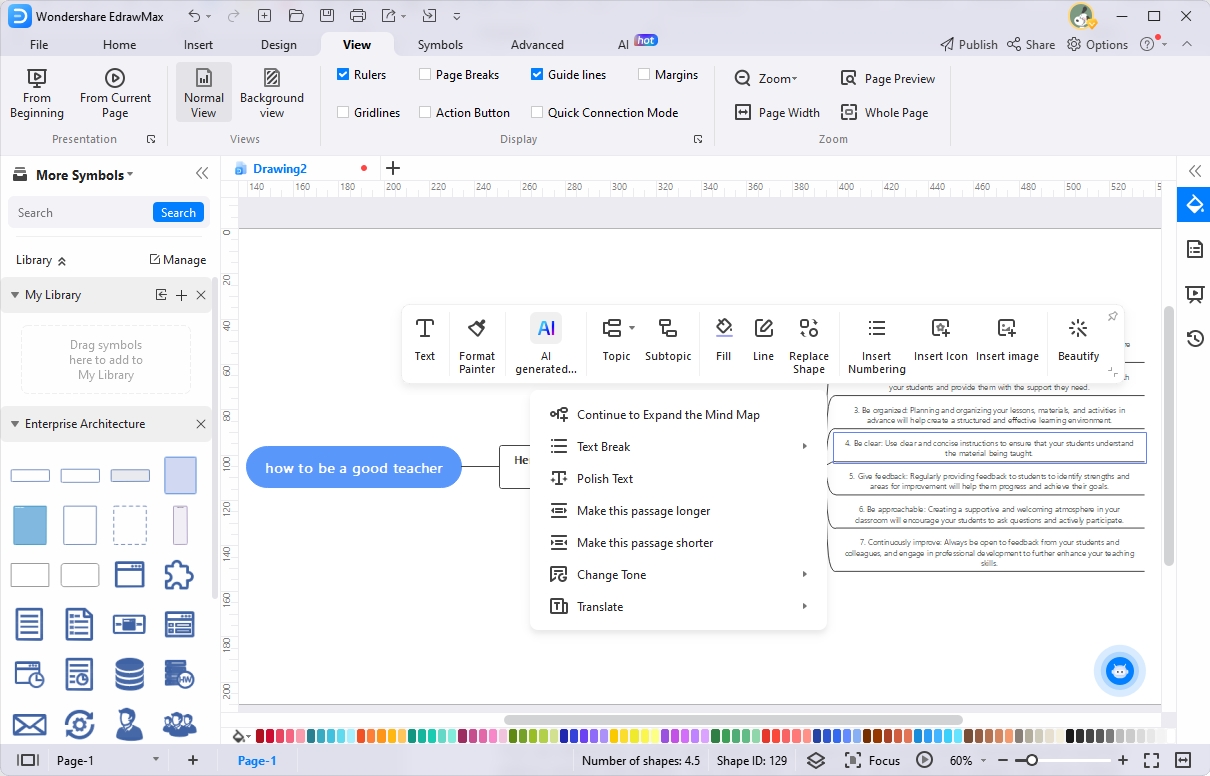 mindmap texte polieren edraw ai