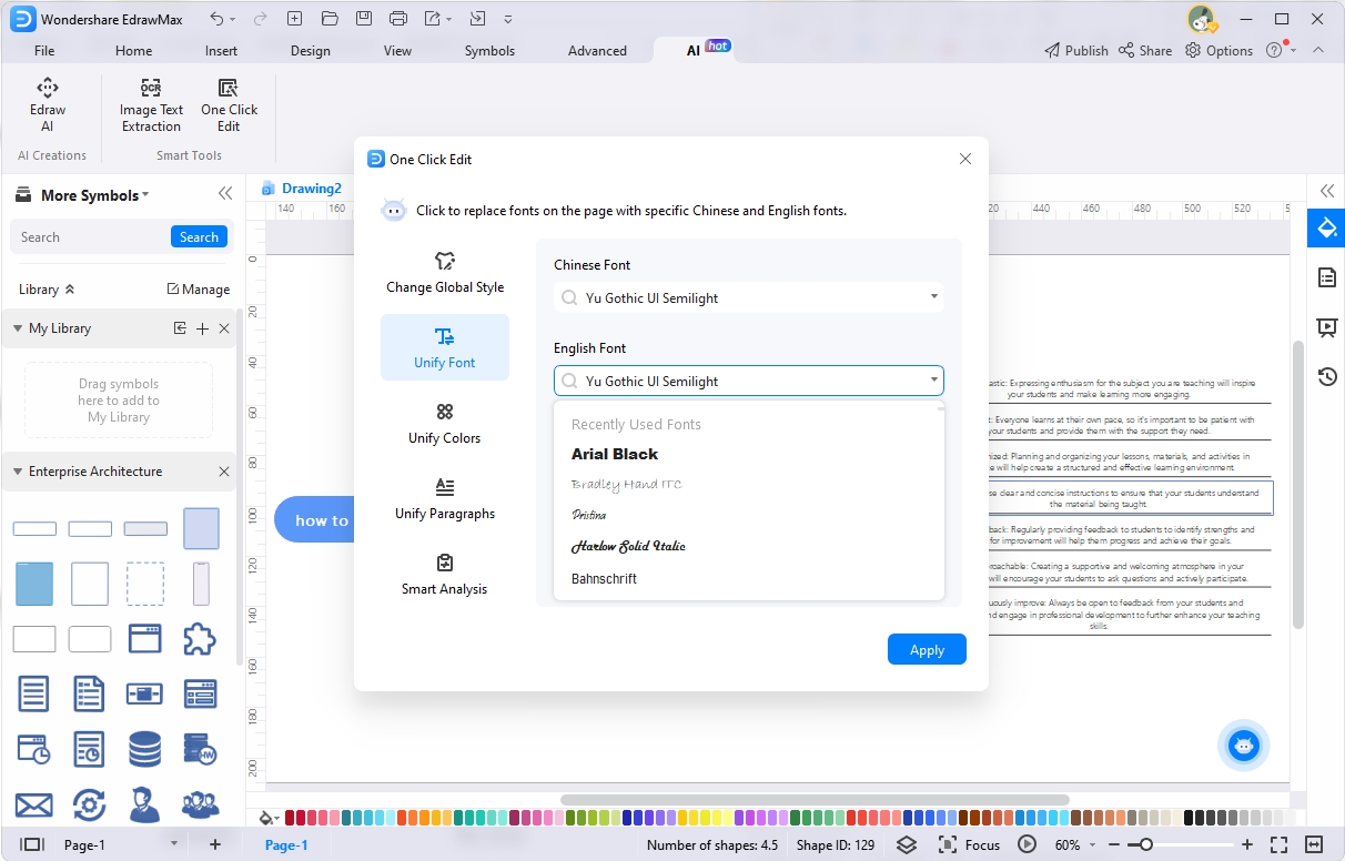 edrawmax mindmap font unification