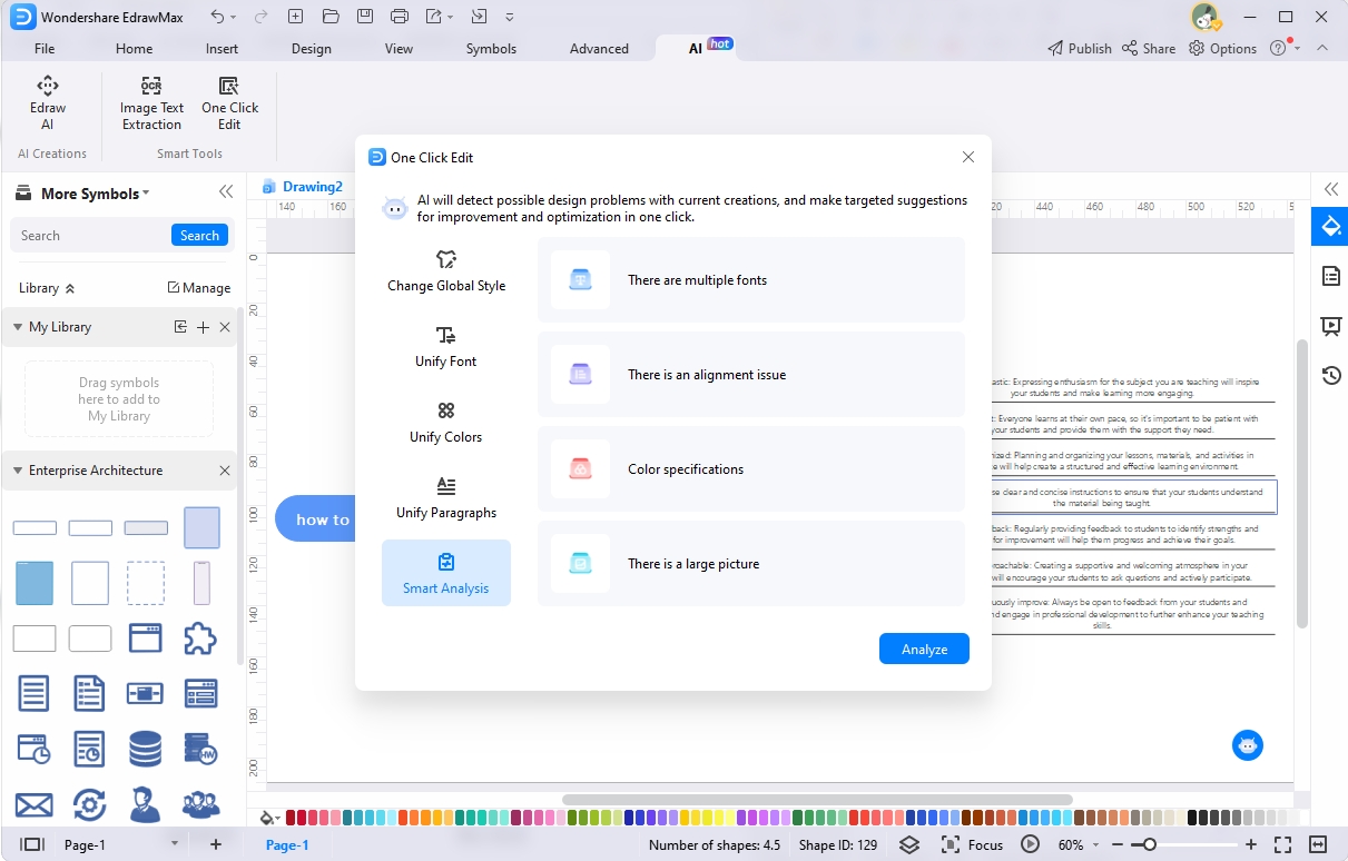 analyse intelligente de la carte mentale dans edrawmax