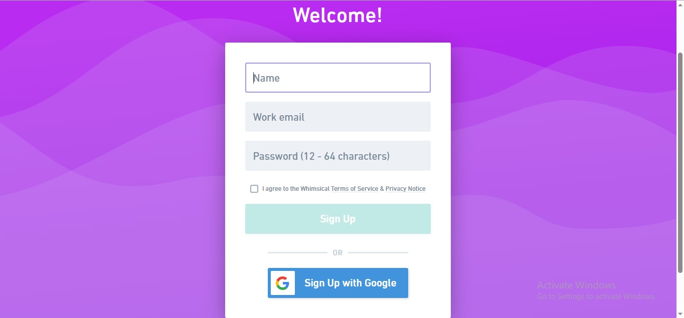 sign up for whimsical