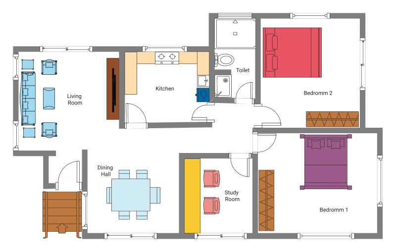 Free Editable Apartment Blueprint Examples | EdrawMax Online
