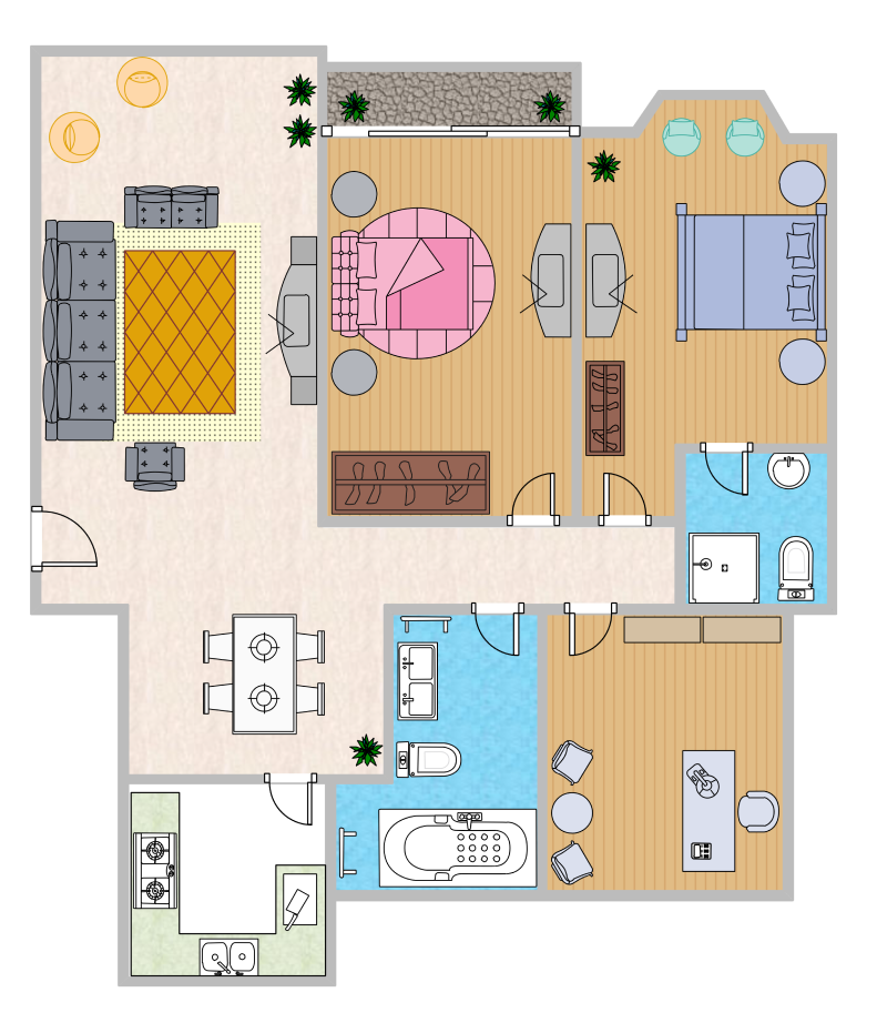 Free Editable Apartment Blueprint Examples | EdrawMax Online