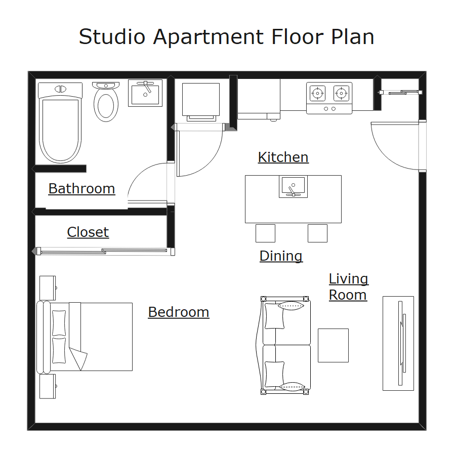 Studio Apartment Floor Plans With Dimensions : Sahara Tremendous ...