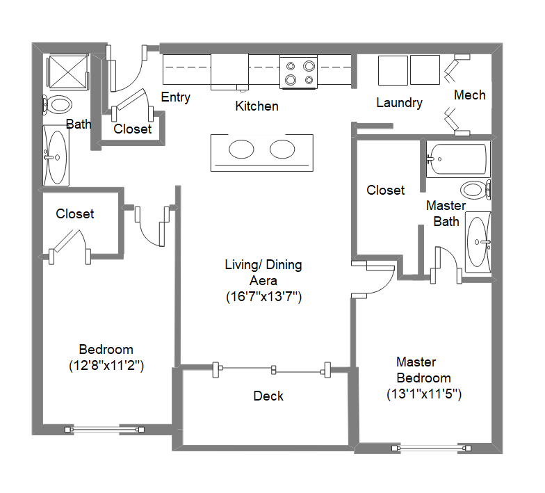 2 Bedroom Apartment Floor Plan