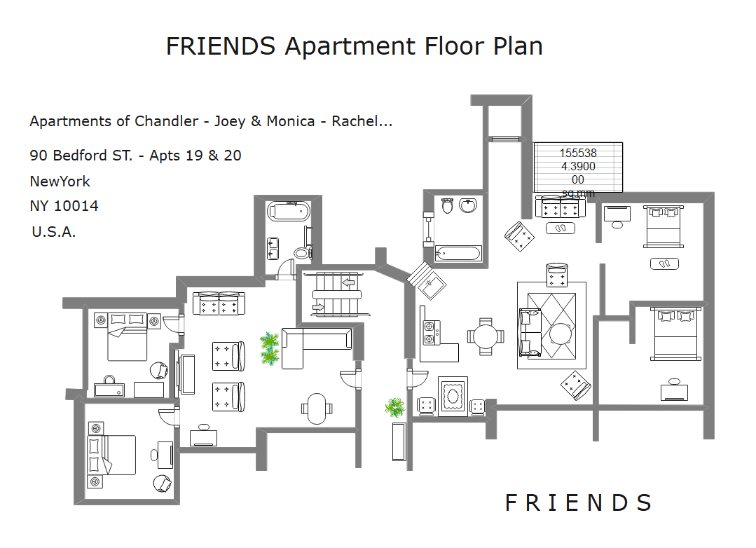 FRIENDS Apartment Floor Plan (The TV Show)