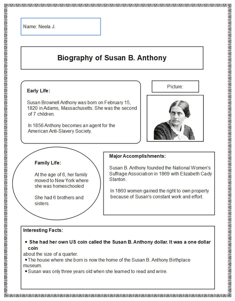 biography examples grade 5