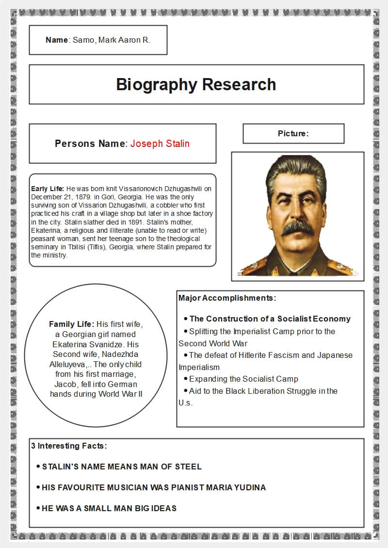 family biography template