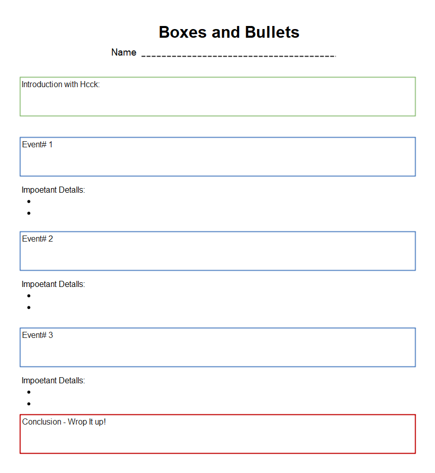 Boxes And Bullets Graphic Organizer