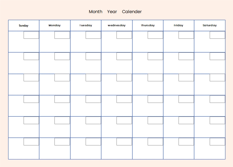 Blank Monthly Calendar