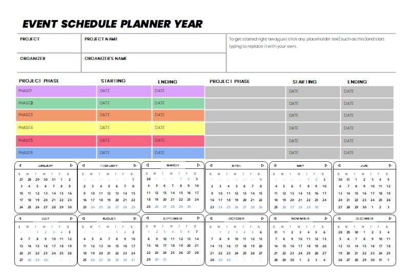 Blank Yearly Calendar