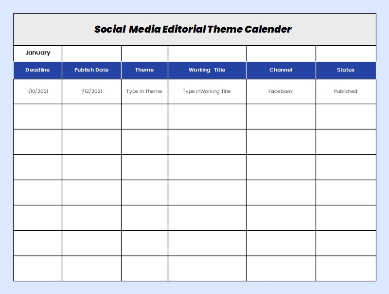 Social Media Calendar