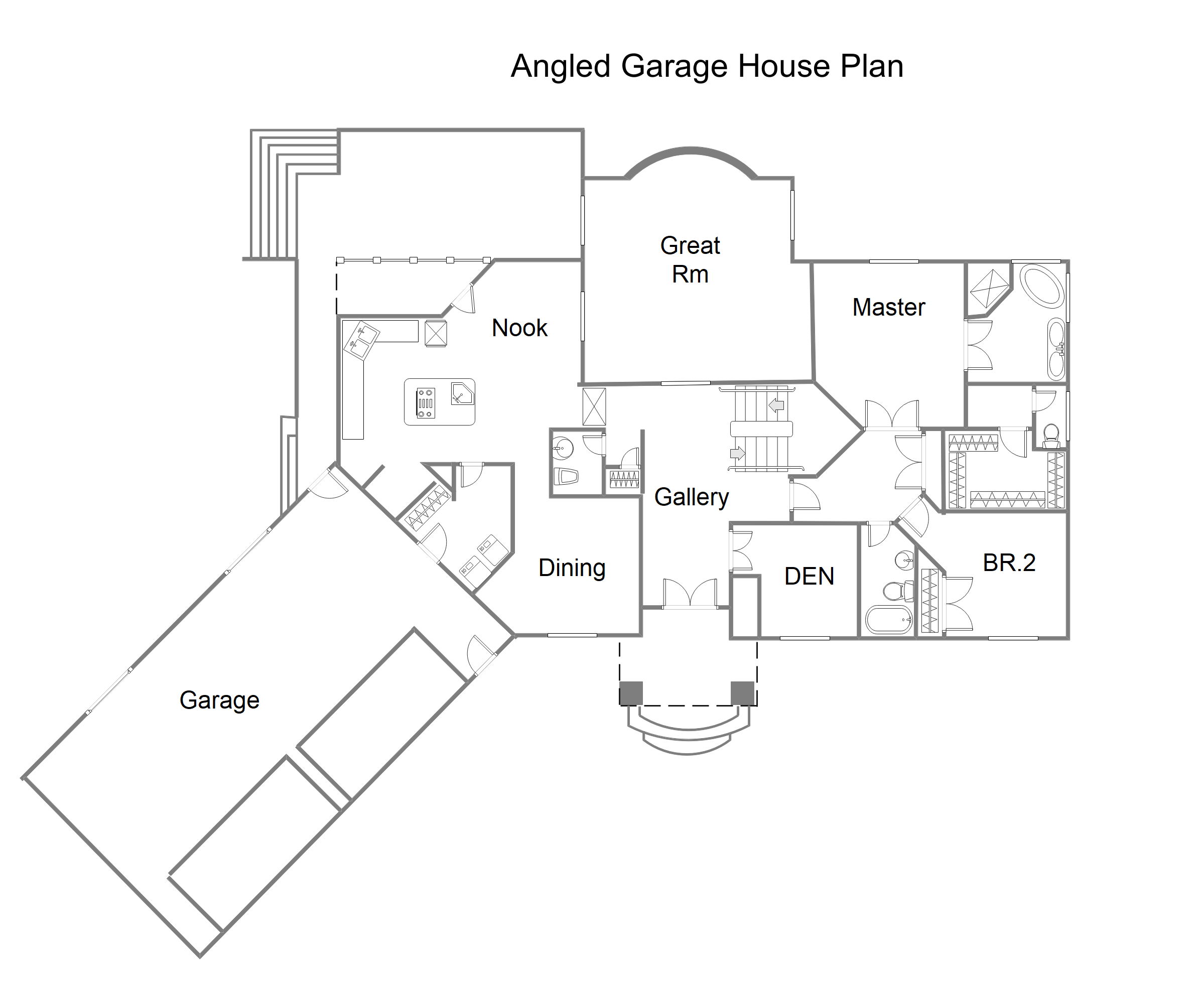 Angled Garage House Plan