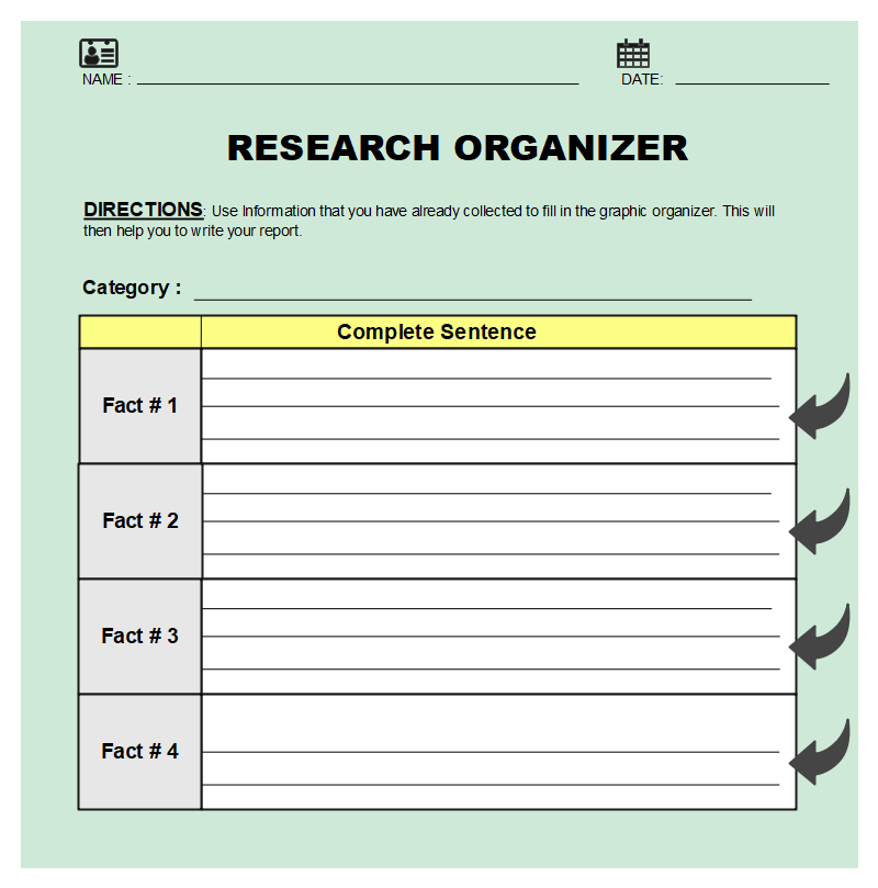 research paper sources graphic organizer