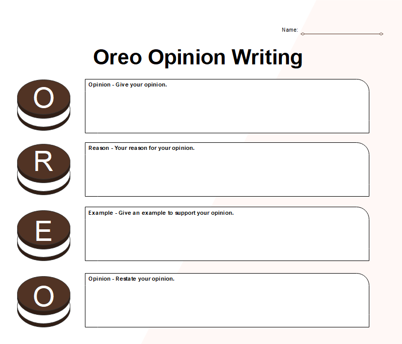 Oreo Opinion Writing Graphic Organizer