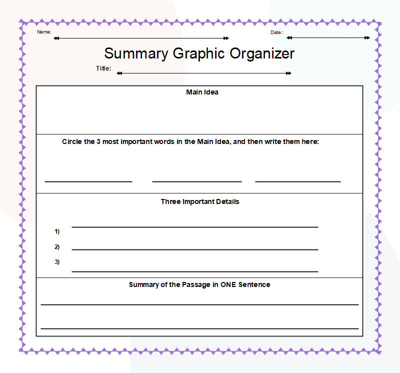 Writing A Summary Graphic Organizer