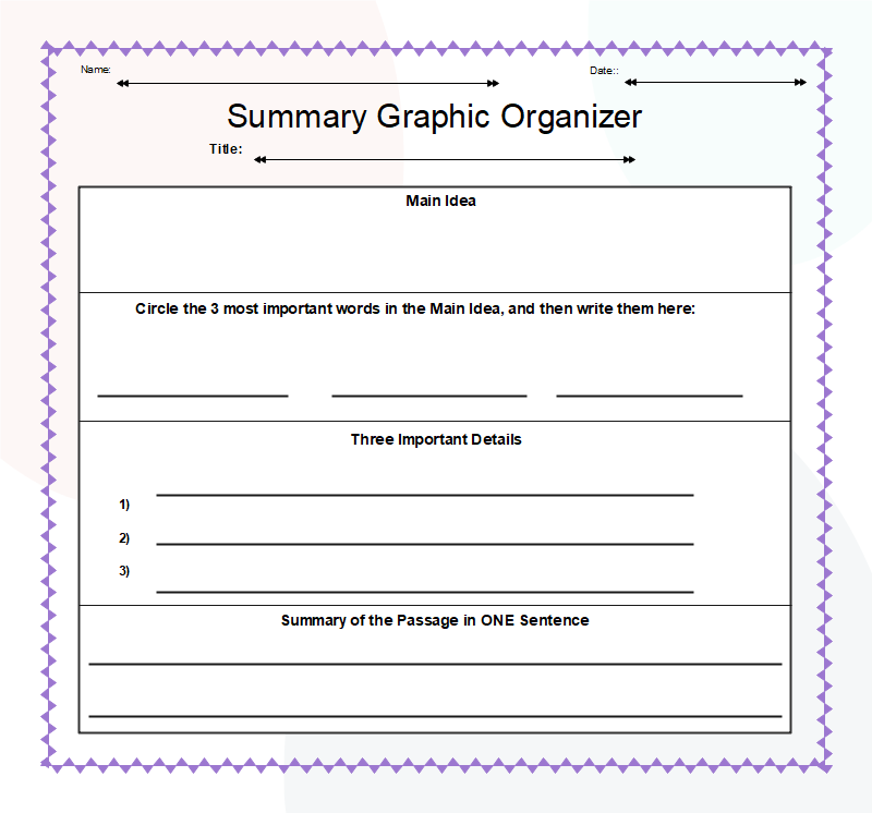 summary graphic organizer 2nd grade