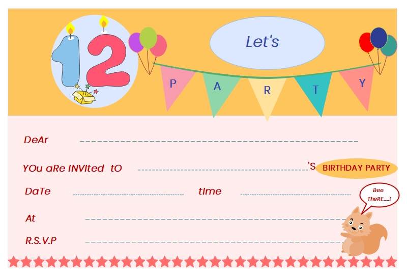 Blank Birthday Invitation Card