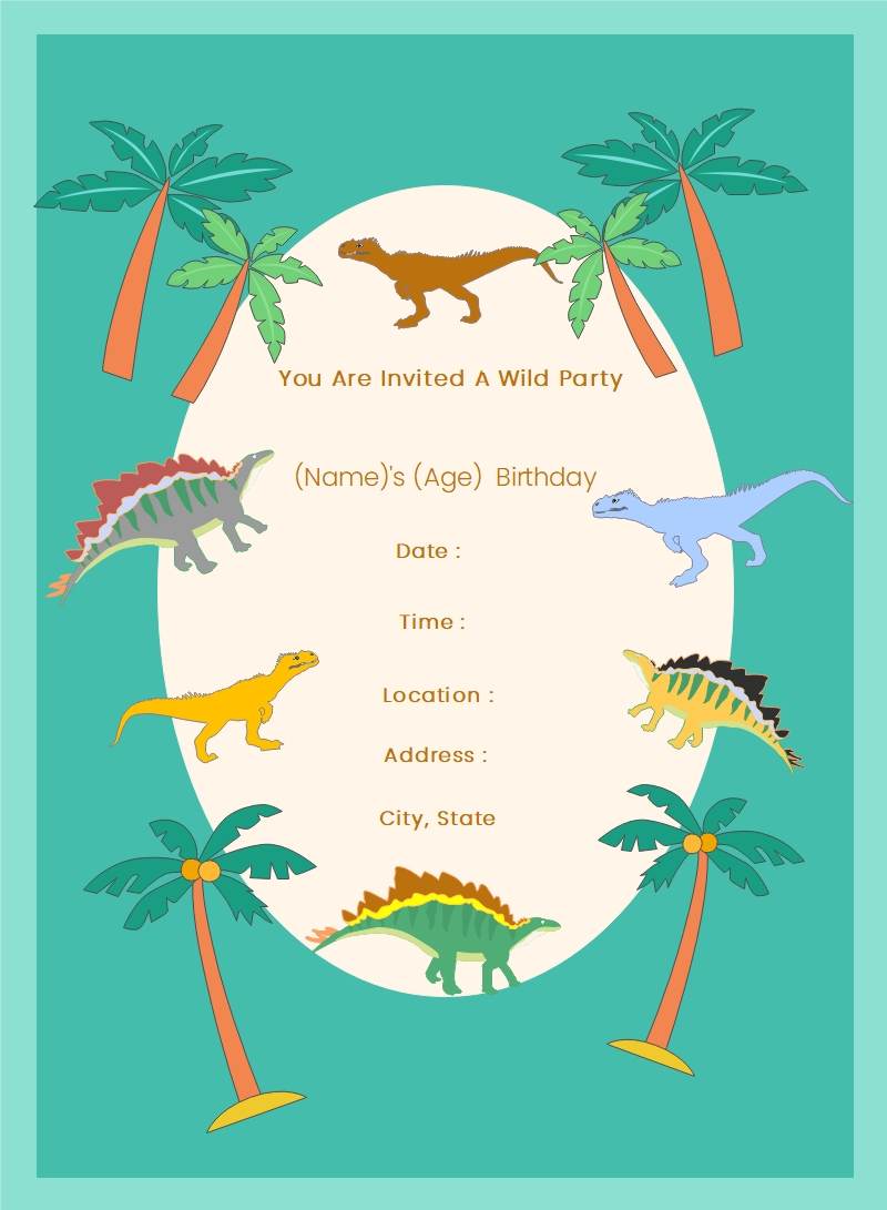 Blank Dinosaur Invitation Card