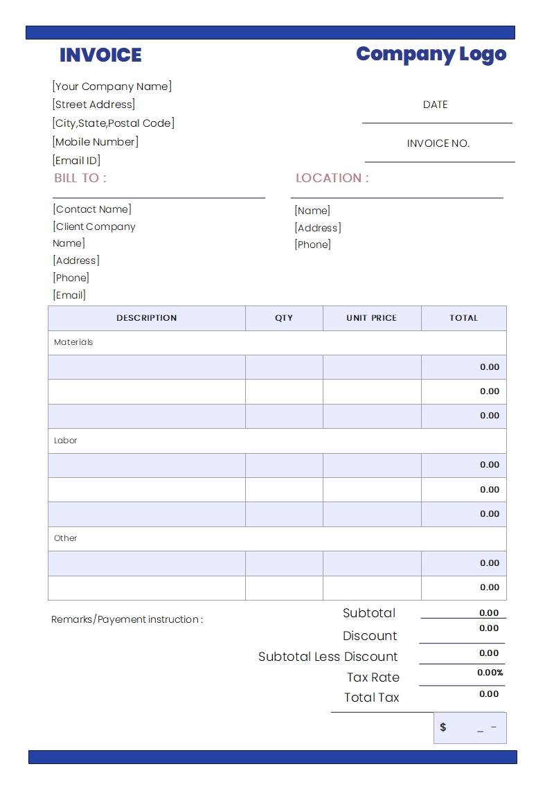 Contractor Invoice Template