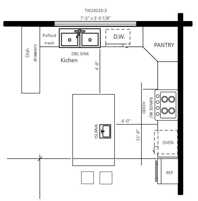 Kitchen Floor Plan With Dimensions