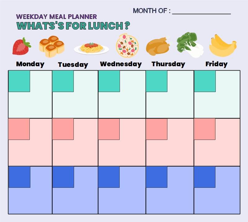 Blank School Lunch Menu Template