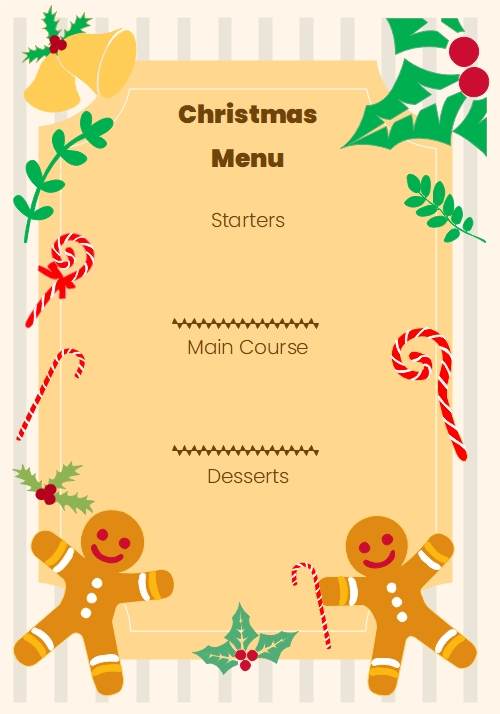 blank food menu template