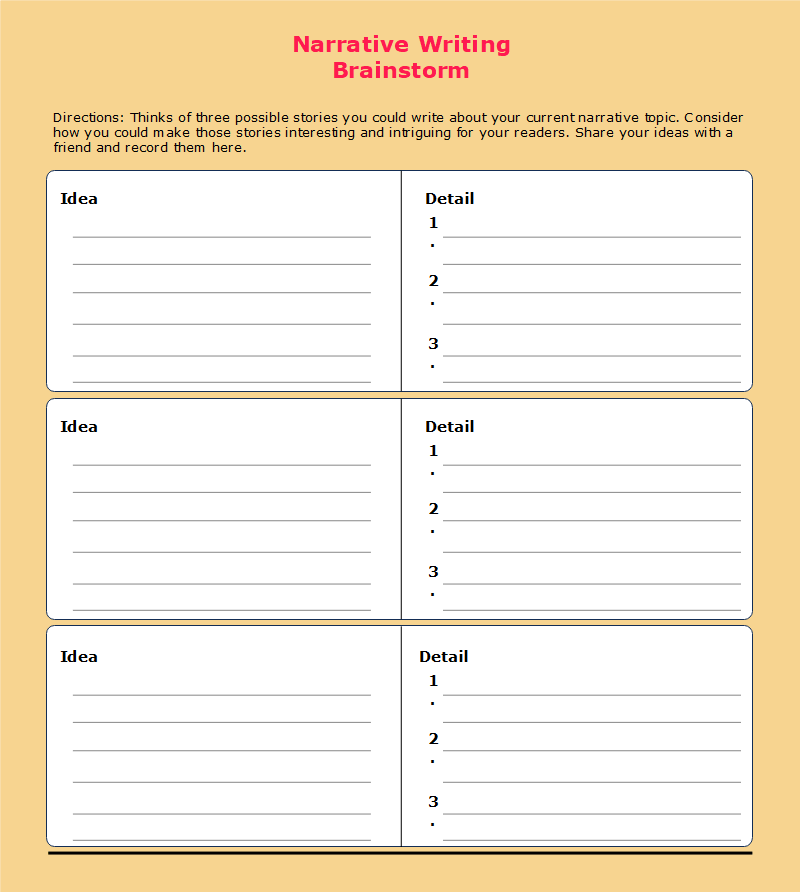 Narrative Writing Brainstorm Graphic Organizer