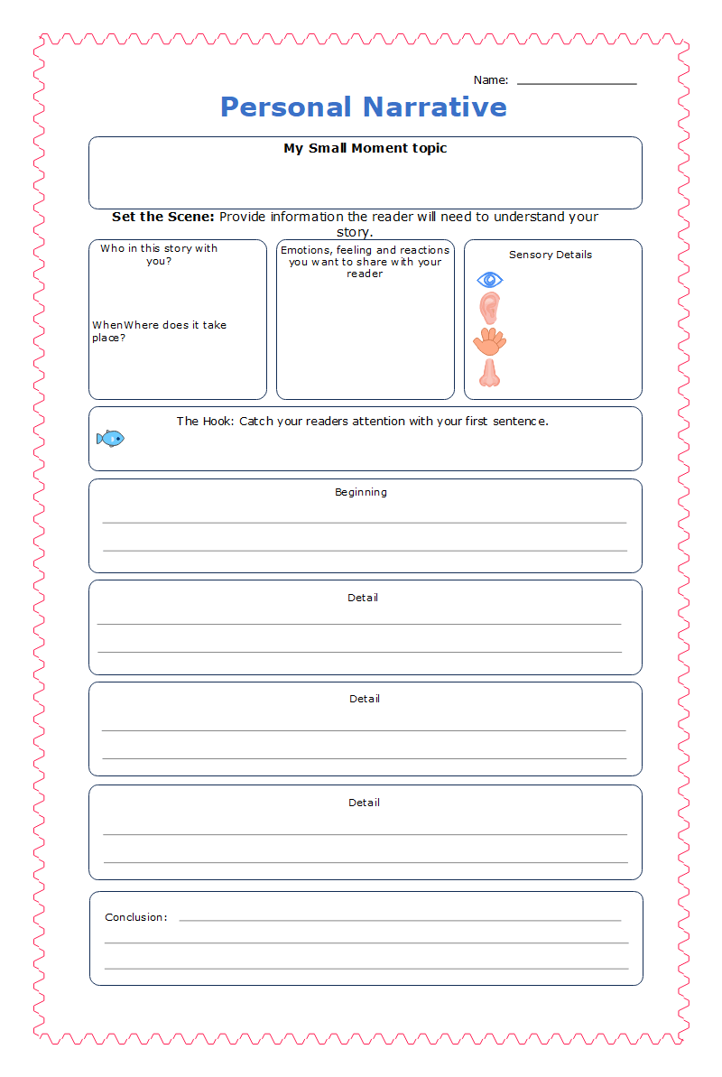 Personal Narrative Graphic Organizer interactive worksheet