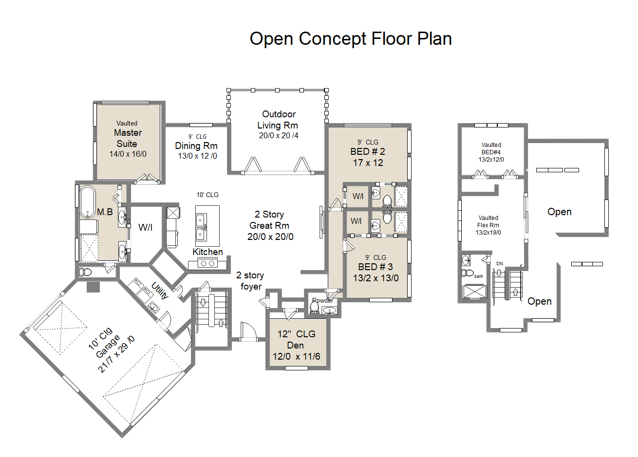 open two  story floor plans