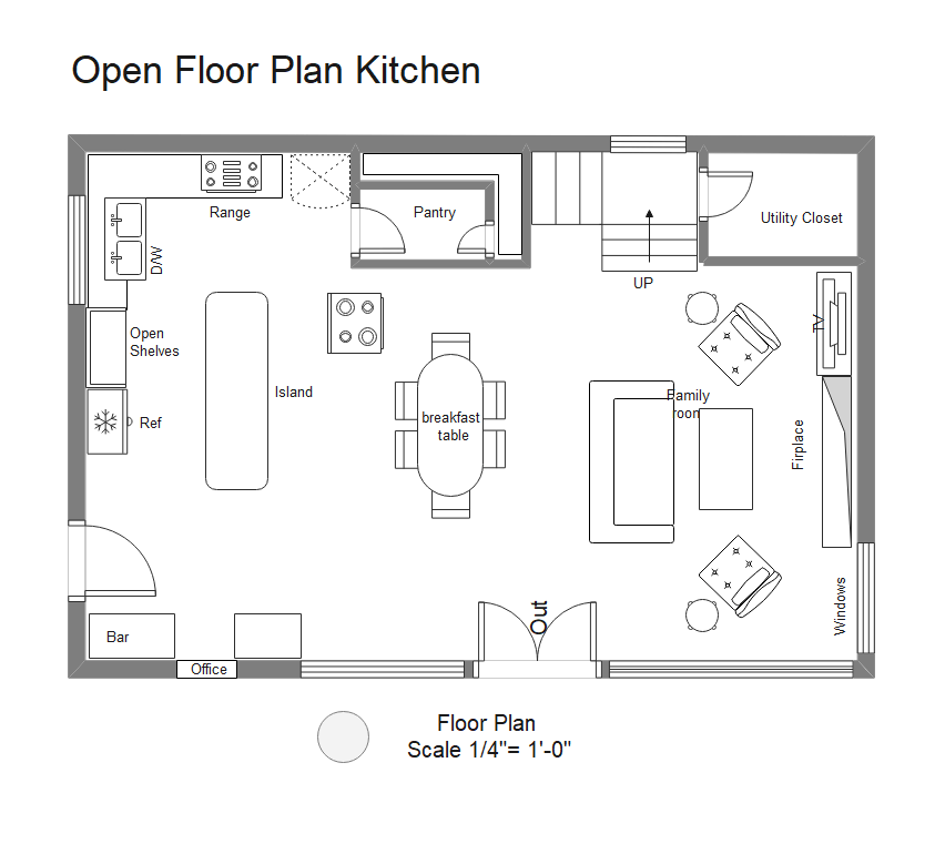 Plan d'étage ouvert Cuisine