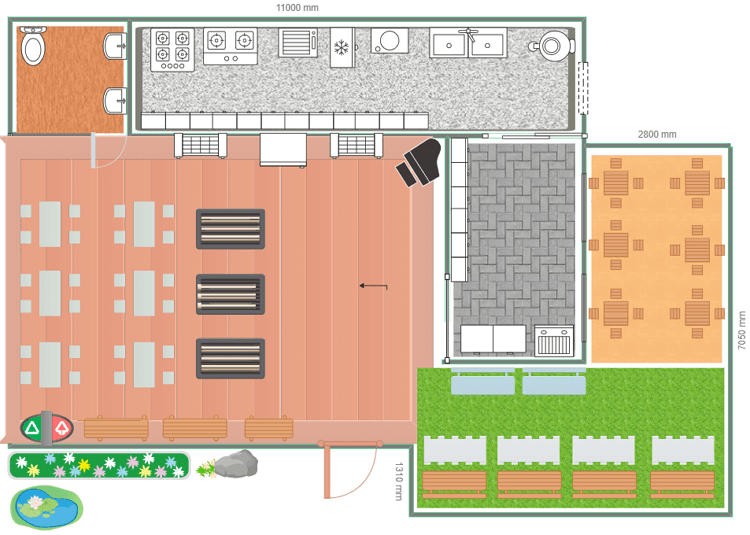 Plano del restaurante moderno