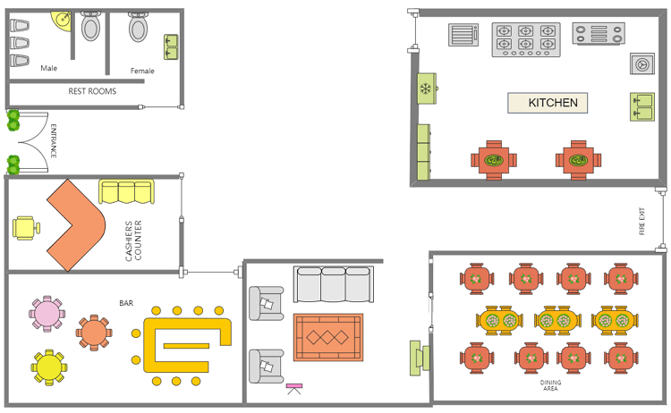 restaurant kitchen layout 3d