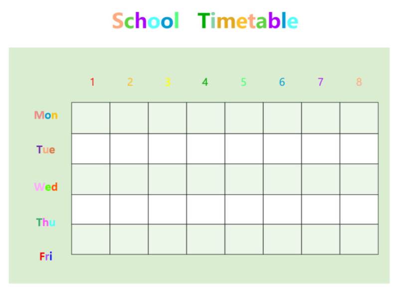 Blank School Schedule Template