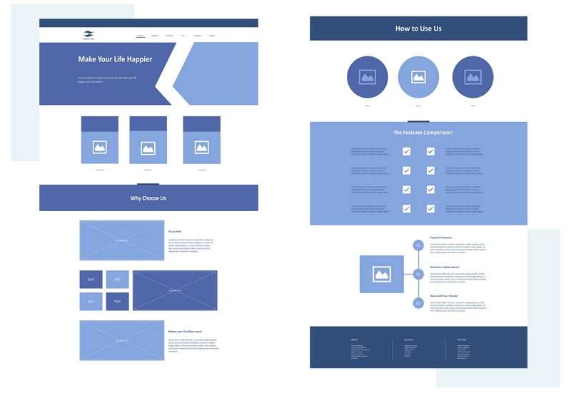 Page d'accueil - Exemple de wireframe