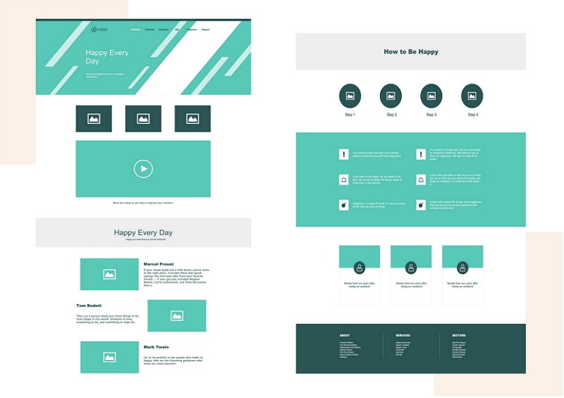 Conception de la page d'accueil Wireframe