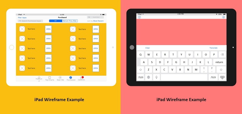 iPad Wireframe Example