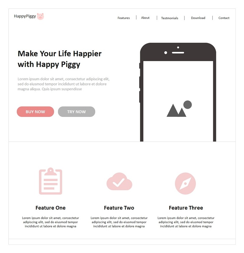 Landing Page Website Wireframe Example