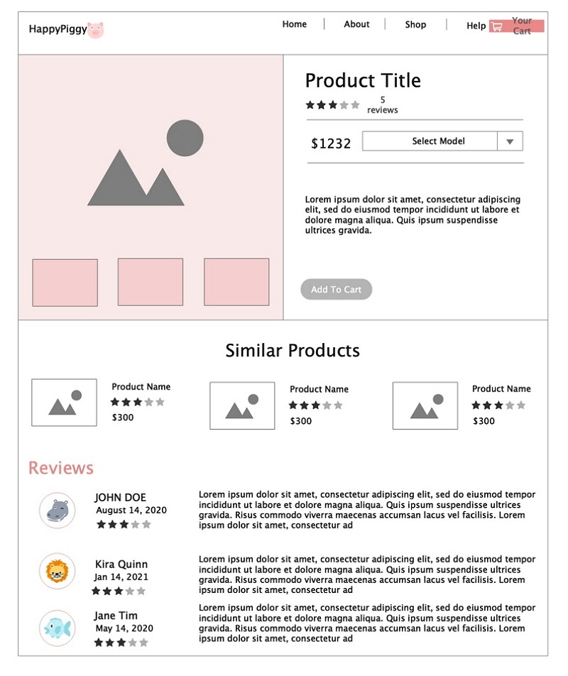 Online Shopping Store Website Wireframe