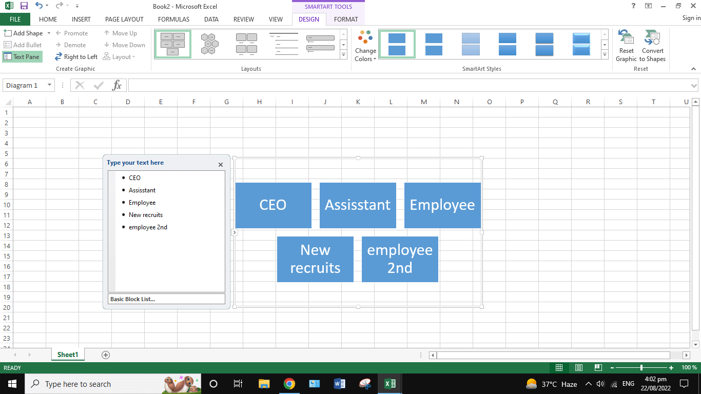 Create an Organizational Chart in Excel