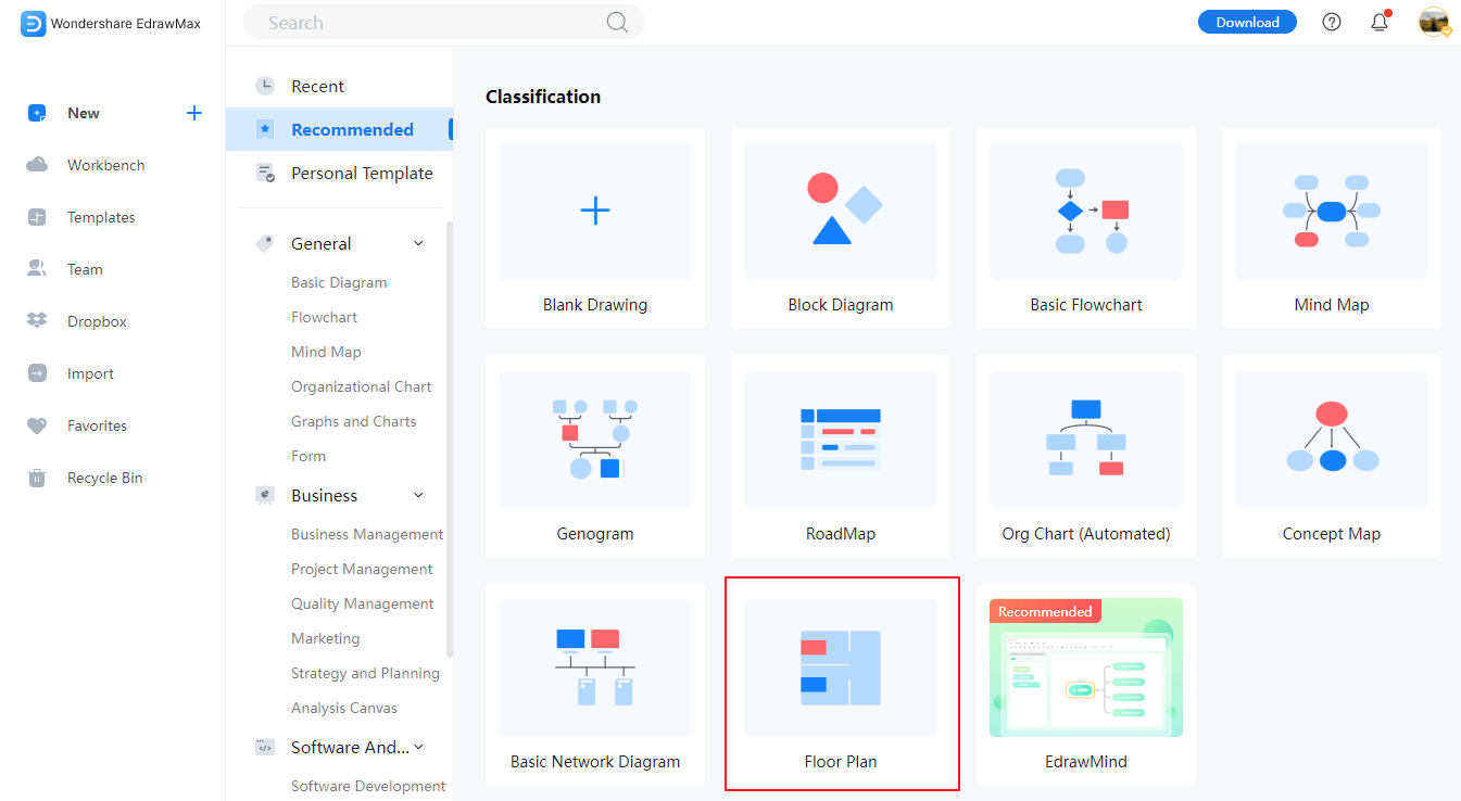 Choose a Template in EdrawMax