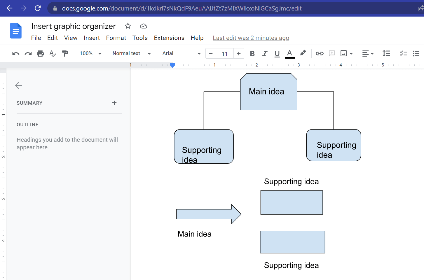 Make a Graphic Organizer on Google Docs