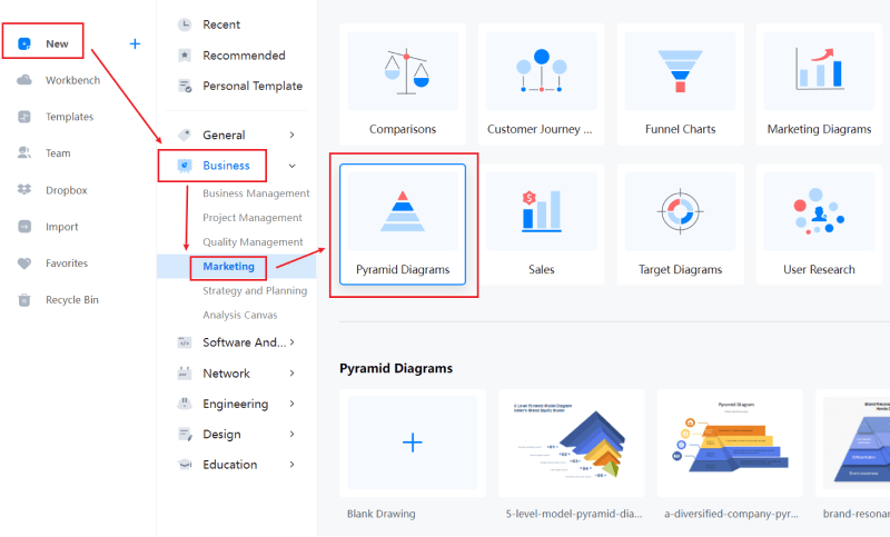 How to create pyramid chart online 