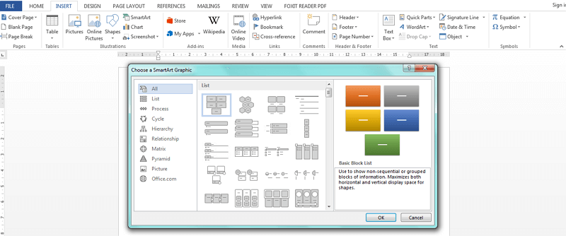 how to make an block diagram in Word