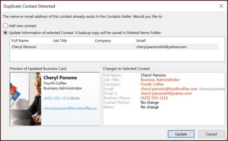 how to make a business card in Outlook