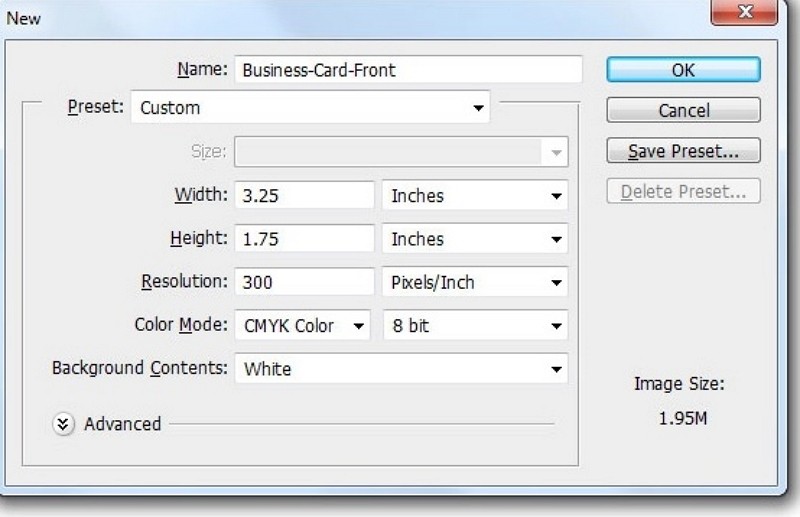 how to make a business card in Photoshop