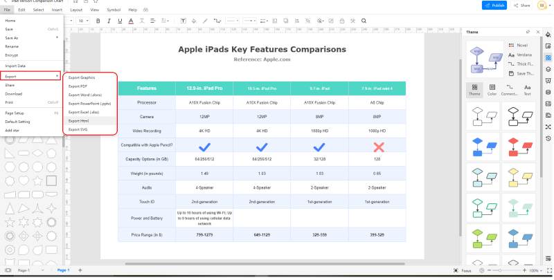 How to Create a Comparison Chart - Save and export