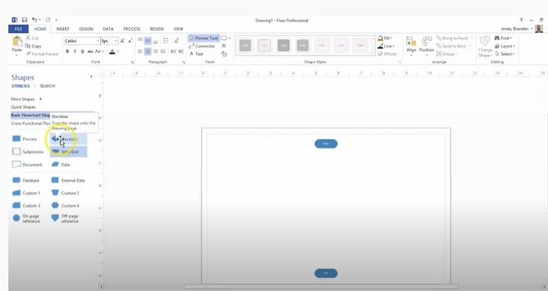 how to make a decision tree in Visio